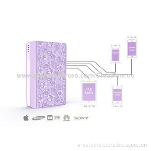 3D embossement printing effect power bank, capacity 6,600/7,800mAh option